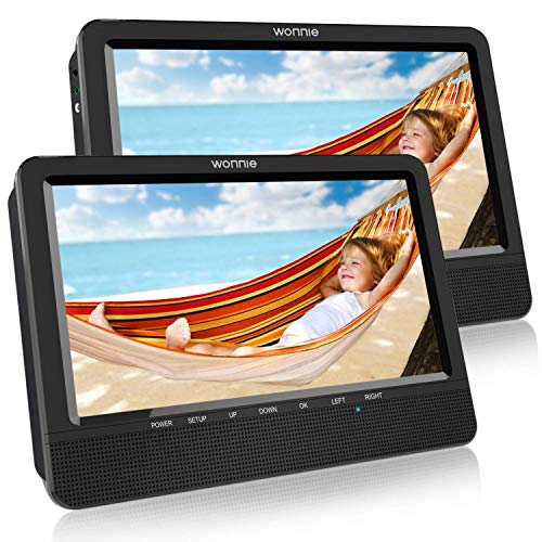 10.1" Reproductor de DVD Portátil con 2 Pantallas para Reposacabeza de Coche para Niños Viaje con Tarjeta SD y USB - Para el coche